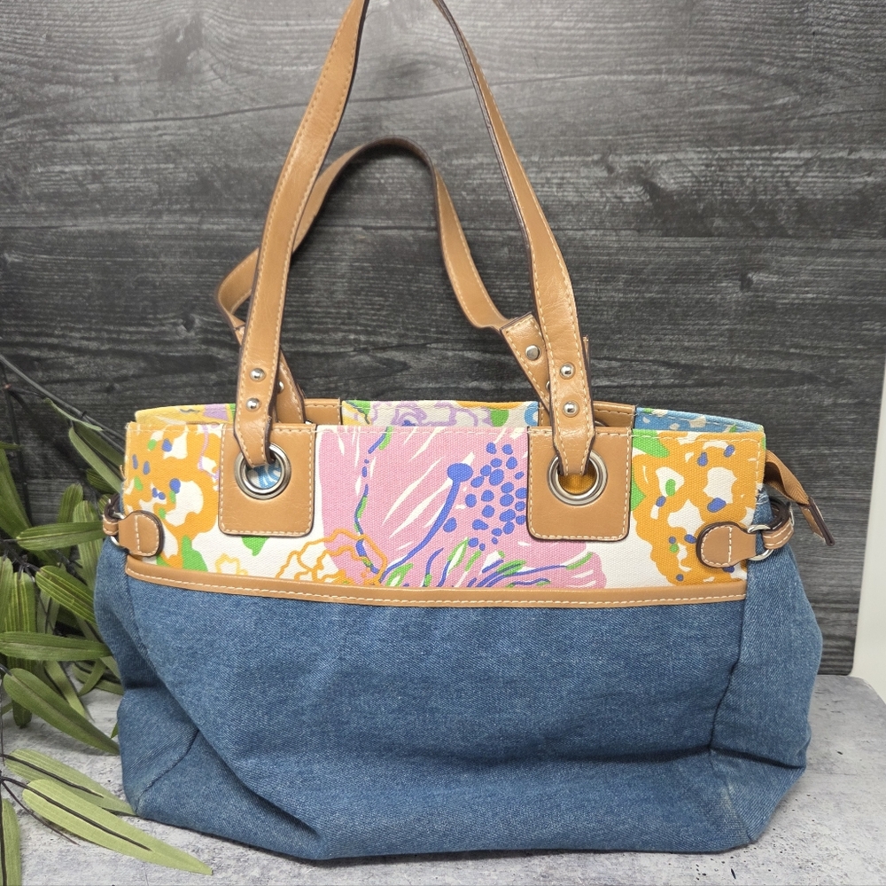 Rosetti Denim & Colorful Floral Double Strap Shoulder Bag Cottagecore Spring - Picture 6 of 8